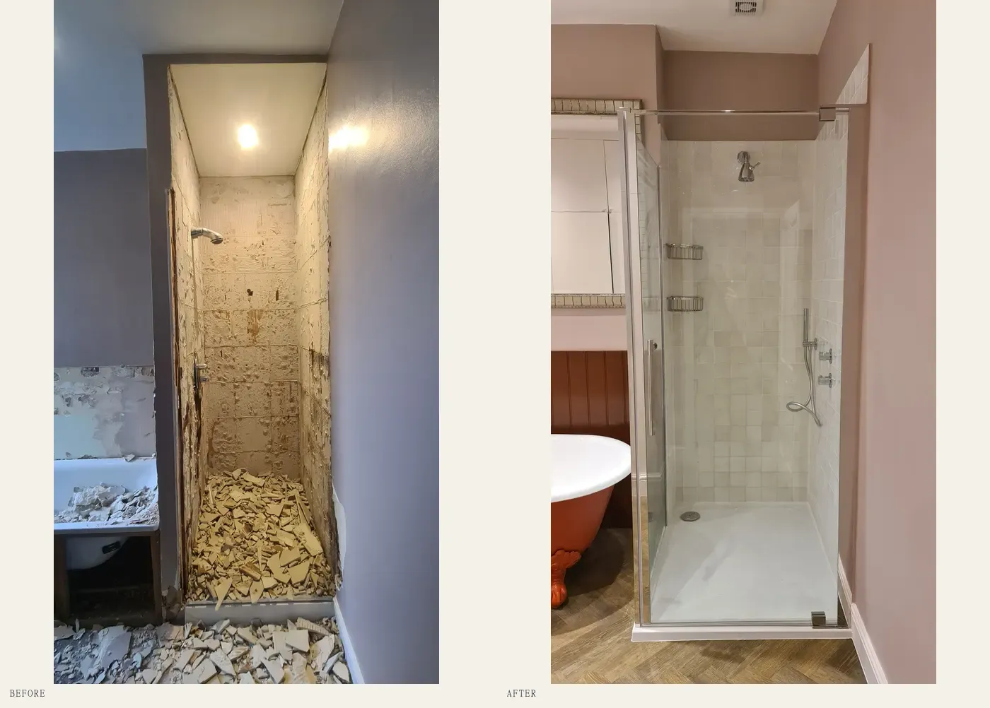 Shower room — before & after in SW5