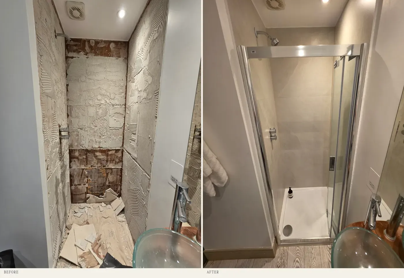 Shower room — before & after in SW7