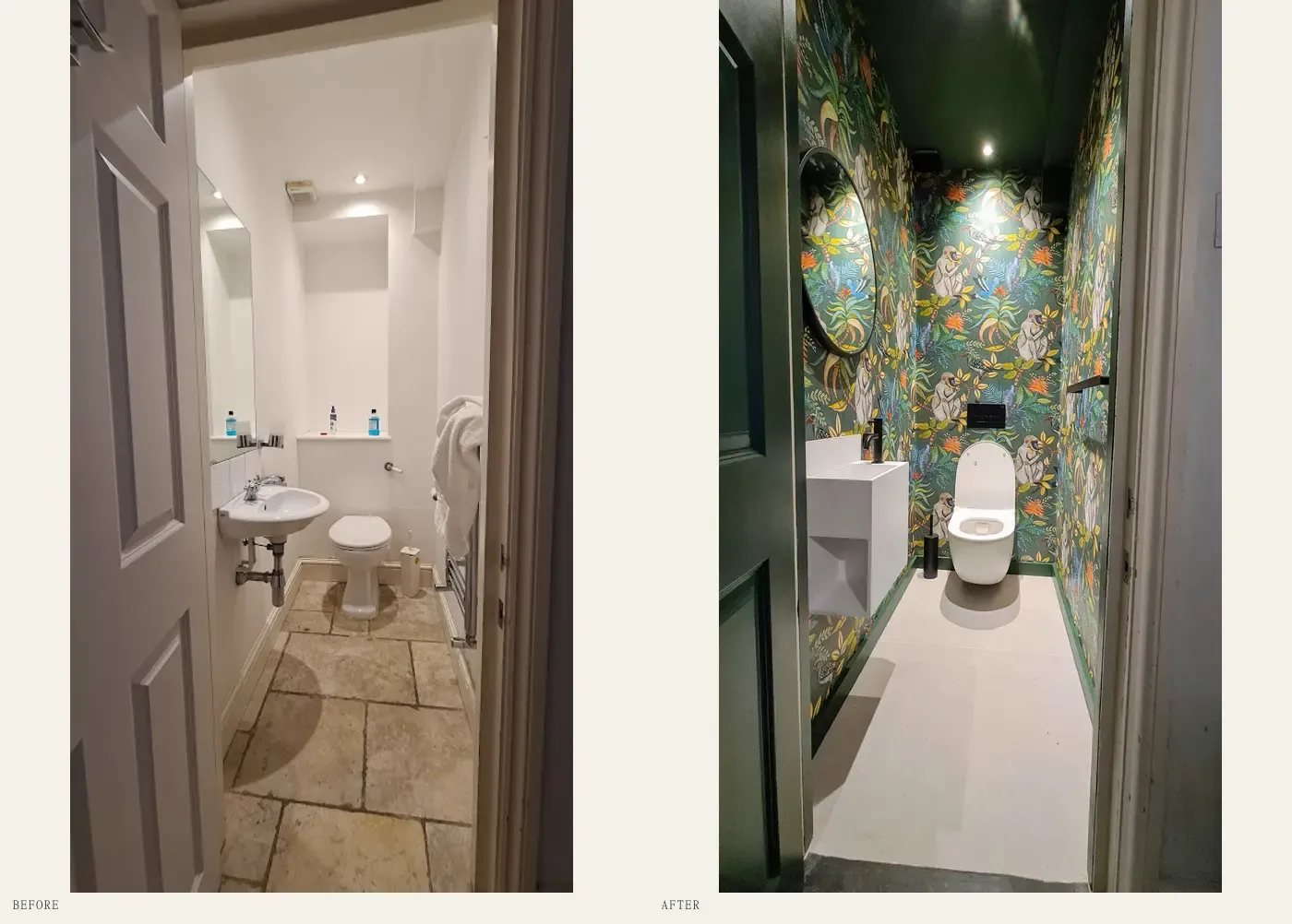 Cloakroom — before & after in SW6