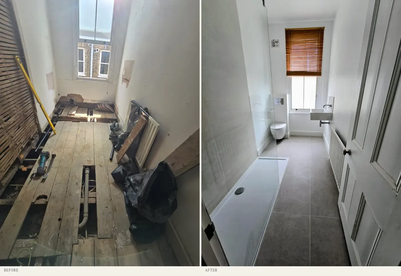 Bathroom — before & after in SW3