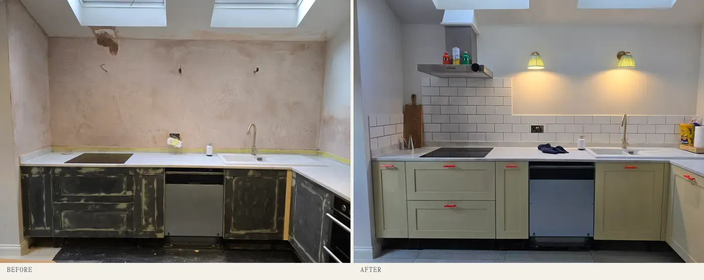 Kitchen — before & after in SW6