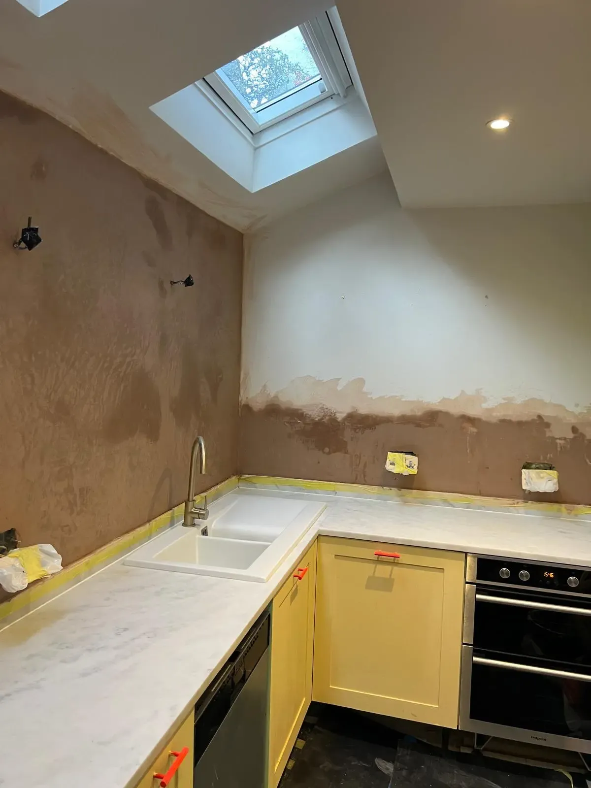 Kitchen walls plastered in SW6