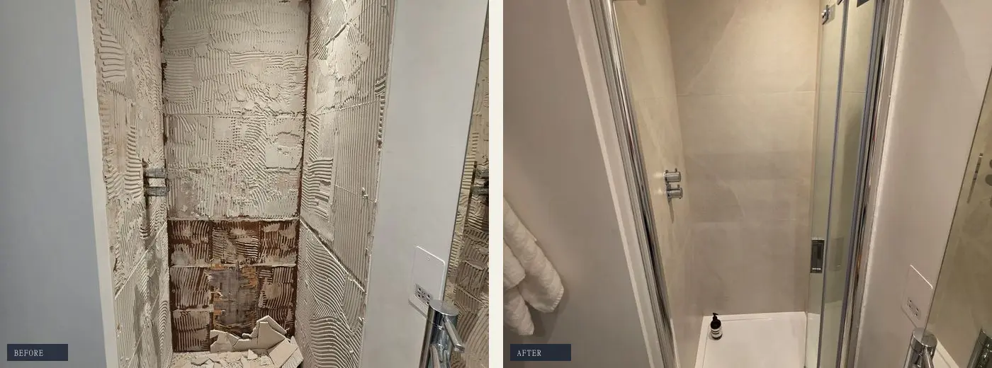 Shower room — before & after in SW7