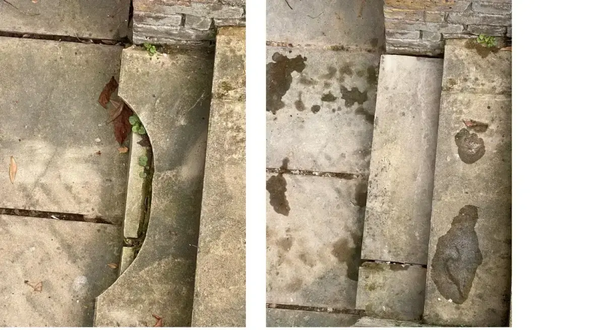 Stone steps repaired — before & after in W2