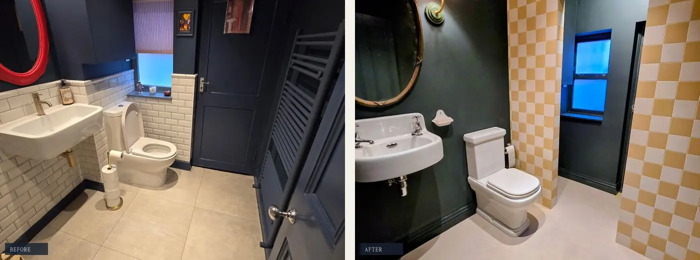 Cloakroom — before & after in SW6