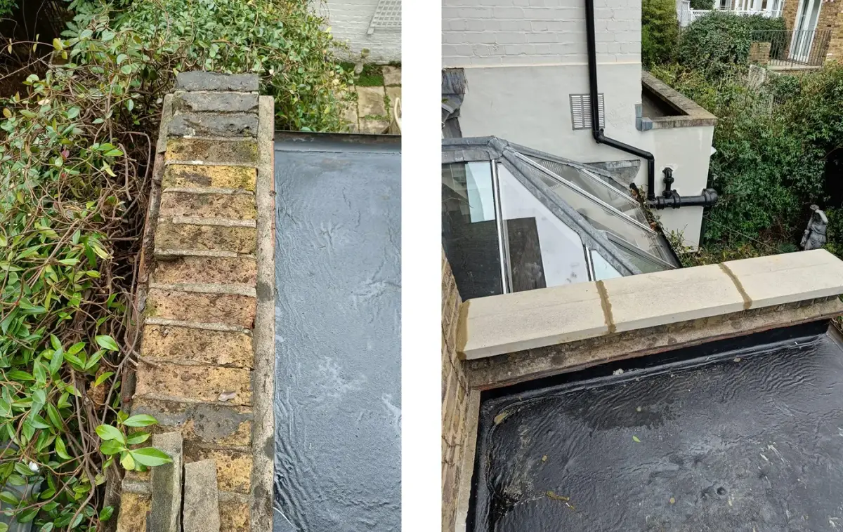 Roof & parapet wall repair in SW3