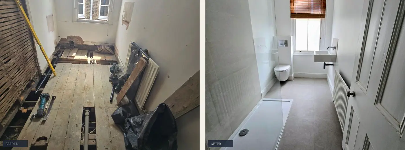 Bathroom — before & after in SW3